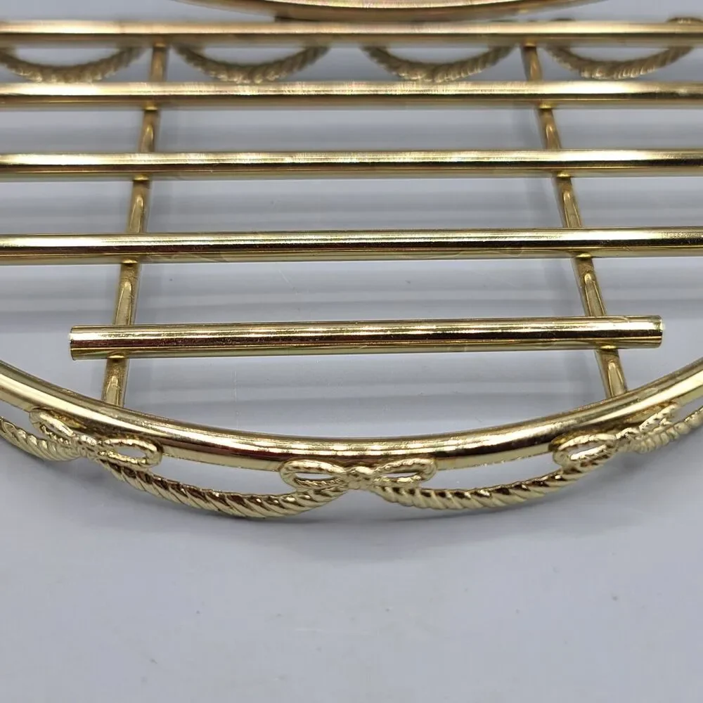 Christmas Holiday Jingle Bell Gold Plated Metal Wall Display Shelf Semi Circle